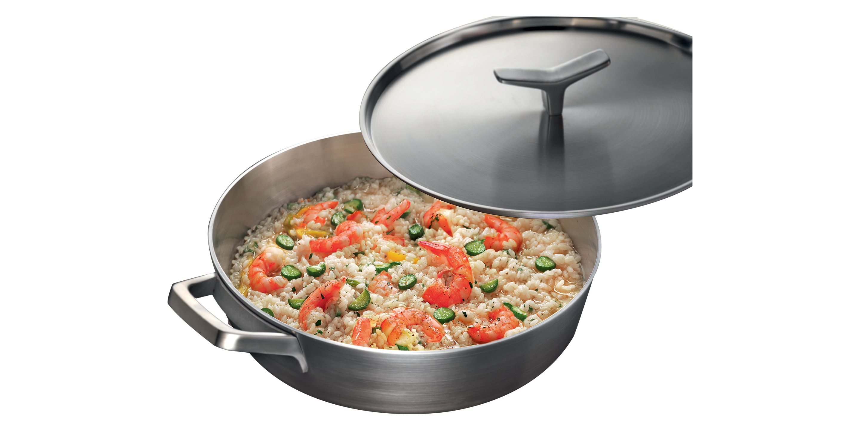 Die niedrige Kasserolle der Gourmet-Serie mit Risotto