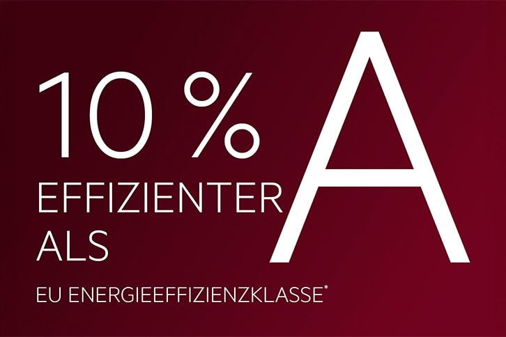 Bild mit einem schwarz-grünem Verlauf im Hintergrund und dem Hinweis "10 % effizienter als A"