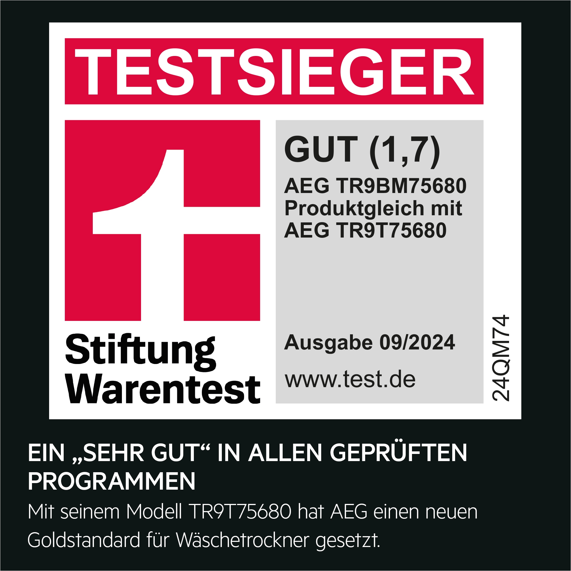 AEG - Wärmepumpentrockner - TR9BM75680