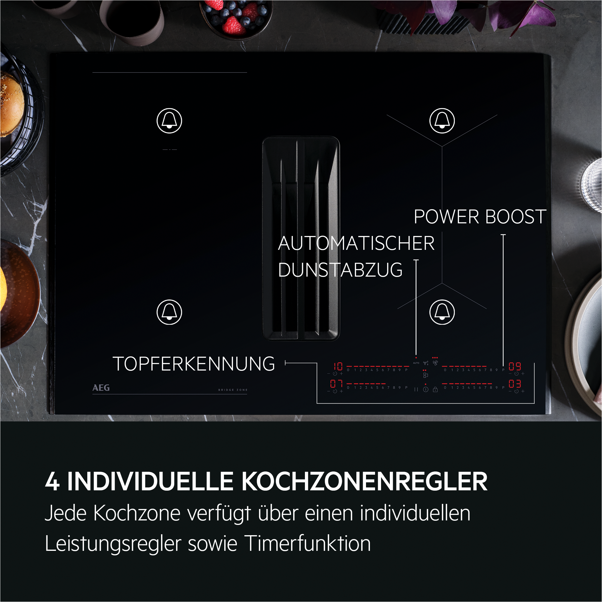 AEG - Kochfelder mit integriertem Dunstabzug - XUB6745XB