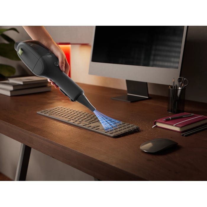 Blow away dust from tight spaces, or inflate balloons with ease.