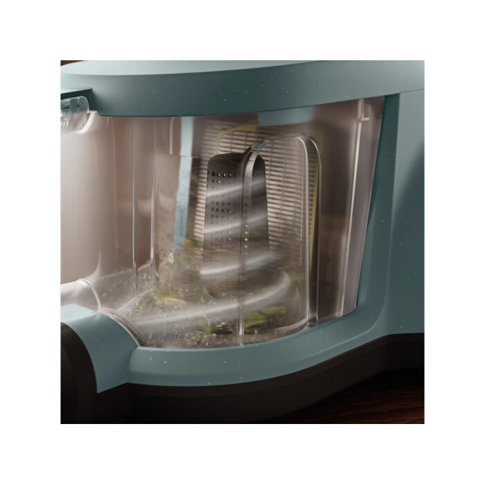 Vacuum cleaner with cyclone separator for efficient cleaning with less frequent bin emptying.*Based on internal test according to IEC 62885-2 edition 2.0.5.1.5, 10 & 5.12