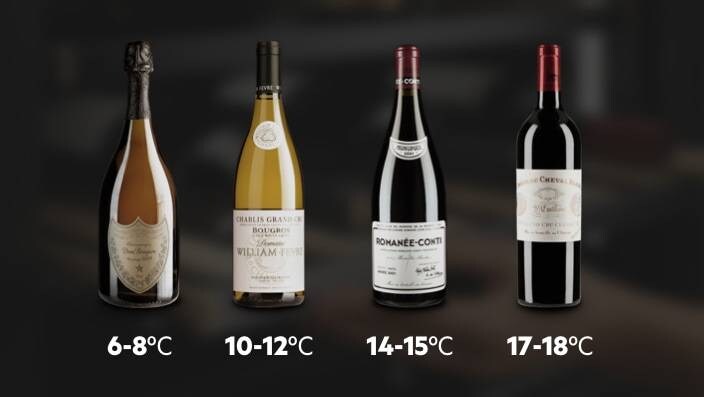 Ideale Serviertemperatur für unterschiedliche Weine