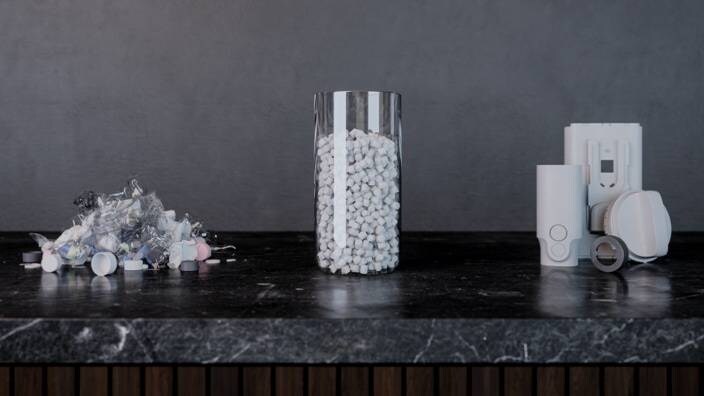 Hergestellt aus mindestens 50 % recyceltem Kunststoff